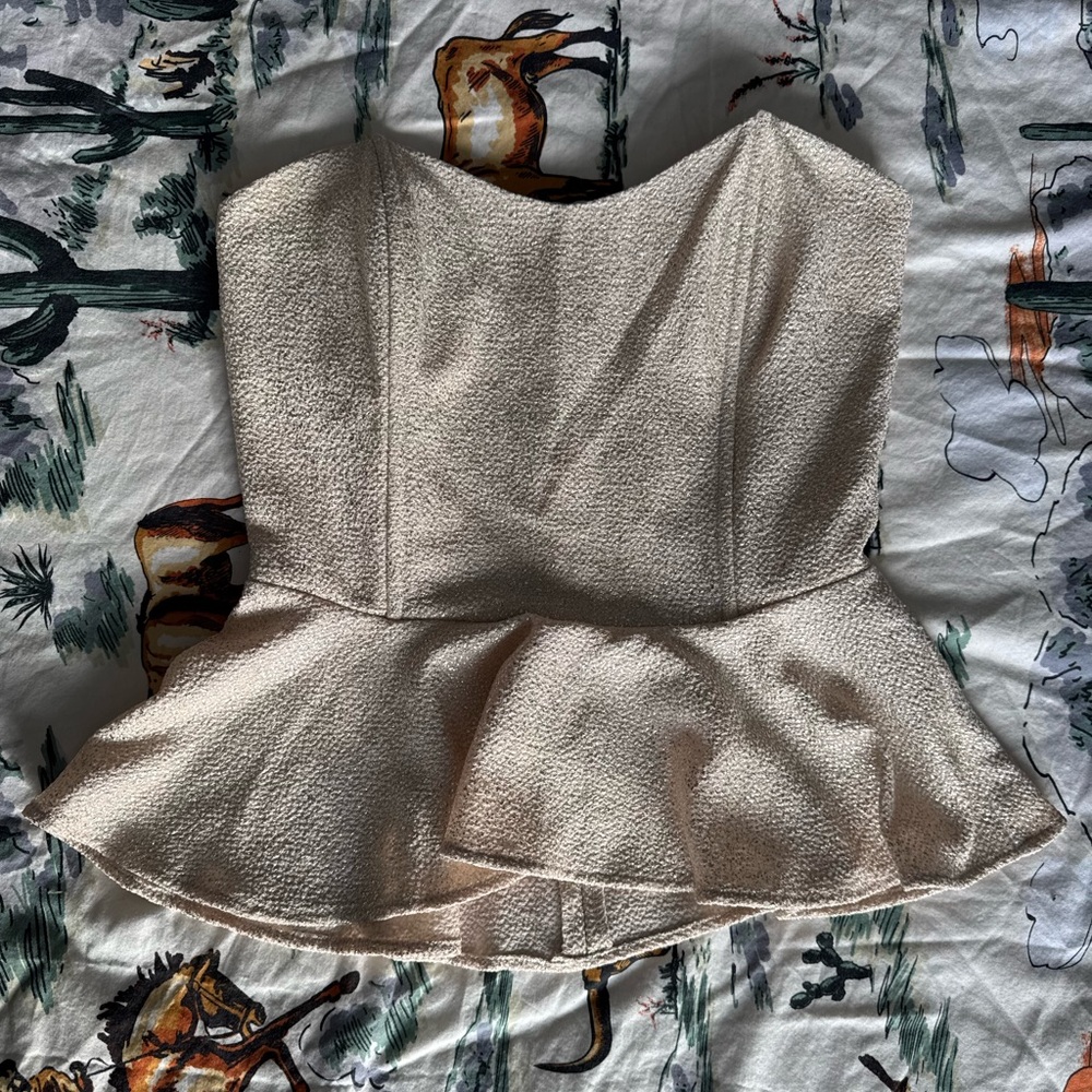 Sparkle Gold Strapless Peplum Top